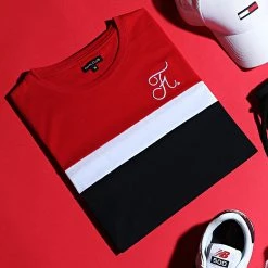 Offres 🔥 Tee 👚 Shirt Tricolore Avec Broderie 008 Bleu Marine Blanc Rouge de Final Club 🛒 -Final Club Soldes final club 127945 FINAL 008 20200703T162506 06