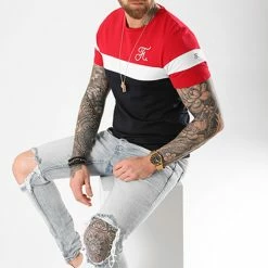 Offres 🔥 Tee 👚 Shirt Tricolore Avec Broderie 008 Bleu Marine Blanc Rouge de Final Club 🛒 -Final Club Soldes final club 127945 final 008 20180828T175724 05