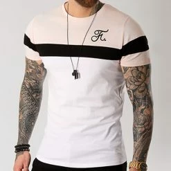 Grosses soldes 👍 Tee 👕 Shirt Tricolore Avec Broderie 009 Blanc Noir Rose de Final Club 🔥