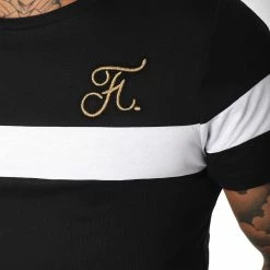 Promo ❤️ Tee 👕 Shirt Gold Label Bicolore Avec Broderie Or 106 Blanc Noir de Final Club 😍 -Final Club Soldes final club 157796 FINAL 106 20181116T123157 04