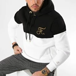 Acheter ⭐ Sweat Capuche Gold Label Bicolore Avec Broderie Or 109 Noir Blanc de Final Club 🤩 -Final Club Soldes final club 158643 FINAL 109 20190104T122537 04