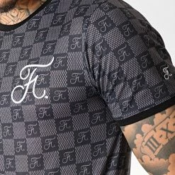 Remise 😉 Tee 👕 Shirt Premium Fit Damier Avec Broderie 257 Noir Gris de Final Club 👍 -Final Club Soldes final club 180278 FINAL 257 20190618T120208 03