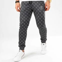 Tout neuf 😍 Pantalon Jogging Damier Avec Broderie 317 Noir Gris de Final Club 😍