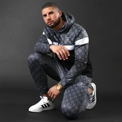 Tout neuf 😍 Pantalon Jogging Damier Avec Broderie 317 Noir Gris de Final Club 😍 -Final Club Soldes final club 203753 FINAL 317 20200117T165349 06