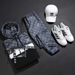 Tout neuf 😍 Pantalon Jogging Damier Avec Broderie 317 Noir Gris de Final Club 😍 -Final Club Soldes final club 203753 FINAL 317 20200220T134342 07