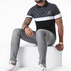 Promo 😍 Polo Damier Tricolore Avec Broderie 381 Noir Gris de Final Club ⌛ -Final Club Soldes final club 219418 FINAL 381 20200721T143156 04