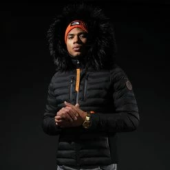 Sortie 😀 Doudoune Capuche Premium Tech Fourrure Noir Orange de Final Club ⌛ -Final Club Soldes final club 219839 FINAL DOUDOUNE TECH FUR NOIRORANGE 20211129T144826 05