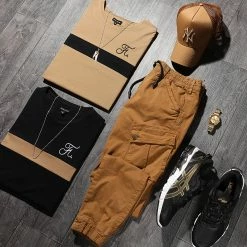 Offres 🎉 Tee 👕 Shirt Bicolore Avec Broderie 442 Camel Noir de Final Club 🔥 -Final Club Soldes final club 246271 FINAL 442 20210201T073612 03