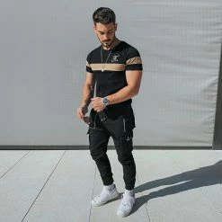 Offres 🎉 Tee 👕 Shirt Bicolore Avec Broderie 442 Camel Noir de Final Club 🔥 -Final Club Soldes final club 246271 FINAL 442 TPDT 20210721T151948 05