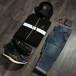 Vente flash 👍 Sweat Capuche Zippé Avec Broderie 519 Blanc Noir Doré de Final Club 👍 -Final Club Soldes final club 247072 FINAL 519 20210301T141456 05