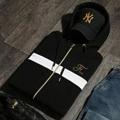 Vente flash 👍 Sweat Capuche Zippé Avec Broderie 519 Blanc Noir Doré de Final Club 👍 -Final Club Soldes final club 247072 FINAL 519 20210301T141501 06