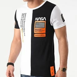 Meilleur prix 👏 Tee 👕 Shirt Nasa Half Limited Edition Noir Blanc Détails Orange Fluo de Final Club 🔥