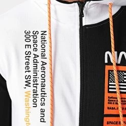 Remise 🥰 Sweat Zippé Capuche Nasa Half Limited Edition 563 Noir Blanc Détails Orange Fluo de Final Club 🔔 -Final Club Soldes final club 249669 FINAL 563 20210409T145434 03
