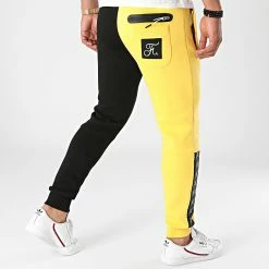 Promo ❤️ Pantalon Jogging Half Colors Limited Edition Noir Jaune de Final Club 🎉 -Final Club Soldes final club 263359 FINAL 686 20210618T150558 04