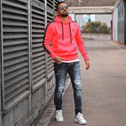 Offres ❤️ Sweat Capuche Premium A Bandes 725 Rose Fluo de Final Club ✨ -Final Club Soldes final club 280363 FINAL 725 20211112T154355 06