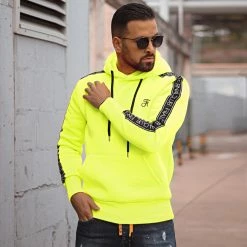 Promo 😀 Sweat Capuche Premium A Bandes 726 Jaune Fluo de Final Club 🛒 -Final Club Soldes final club 280364 FINAL 726 20220127T073938 06