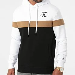 Offres 🧨 Sweat Capuche Tricolore Avec Broderie 444 Blanc Camel Noir de Final Club 👍