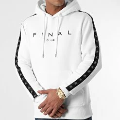 Sortie 🧨 Sweat Capuche A Bandes Avec Broderie 773 Blanc de Final Club 💯