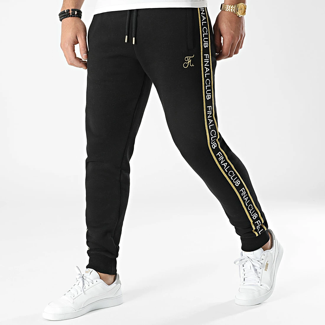 Top 10 🔔 Pantalon Jogging Luxury Edition A Bandes Avec Broderie Or 786 Noir de Final Club 🔥 3 Top 10 🔔 Pantalon Jogging Luxury Edition A Bandes Avec Broderie Or 786 Noir de Final Club 🔥