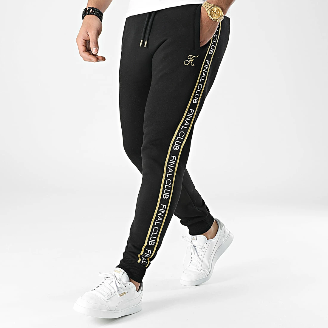 Top 10 🔔 Pantalon Jogging Luxury Edition A Bandes Avec Broderie Or 786 Noir de Final Club 🔥 5 Top 10 🔔 Pantalon Jogging Luxury Edition A Bandes Avec Broderie Or 786 Noir de Final Club 🔥 – Image 3