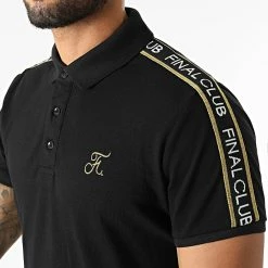 Meilleure affaire ✨ Polo Manches Courtes Luxury Edition A Bandes Avec Broderie Or 787 Noir de Final Club 🔔 -Final Club Soldes final club 285806 FINAL 787 20211126T121442 03