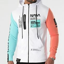 Vente flash 🛒 Sweat Zippé Capuche Nasa Space Limited Edition Pastel 829 Blanc de Final Club ❤️
