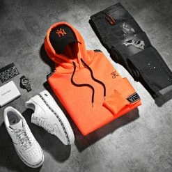 Meilleure affaire ⌛ Sweat Capuche Premium A Bandes 728 Orange Fluo de Final Club ❤️ -Final Club Soldes final club 291128 FINAL 728 20220128T144118 07
