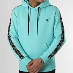 Sortie 🧨 Sweat Capuche Premium A Bandes 834 Bleu Pastel de Final Club 💯