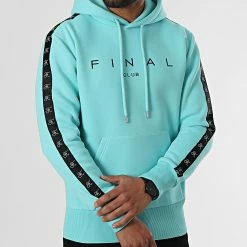Meilleure affaire 🥰 Sweat Capuche A Bandes Avec Broderie 780 Bleu Pastel de Final Club 😀
