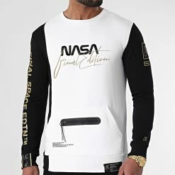 Meilleure affaire 🧨 Sweat Crewneck Nasa Final Edition 844 Noir Blanc Détails Or de Final Club 🥰