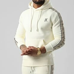 Remise 💯 Sweat Capuche Couture Edition Avec Bande Brodée 755 Blanc Creme de Final Club 🤩