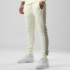 Meilleure affaire 🎁 Pantalon Jogging Couture Edition Avec Bande Brodée 756 Blanc Creme de Final Club 🔔