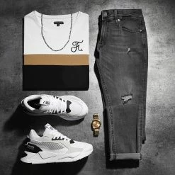 Acheter 🔥 Tee 👕 Shirt Tricolore Avec Broderie 440 Blanc Camel Noir de Final Club 😀 -Final Club Soldes final club 296705 FINAL 440 20220302T154336 05