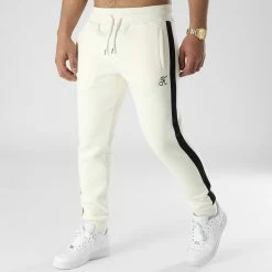Remise 👍 Pantalon Jogging Premium A Bandes 907B Natural de Final Club ⭐