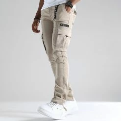 Meilleure vente 🔥 Pantalon Cargo Skinny Fit 943 Beige de Final Club 😀