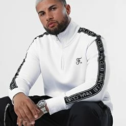Vente flash ✔️ Sweat Col Zippé Premium A Bandes 835 Blanc de Final Club 🔥 -Final Club Soldes final club 306012 FINAL 835 20220513T150356 02