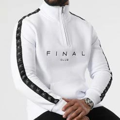 Le moins cher 💯 Sweat Col Zippé A Bandes Avec Broderie 964 Blanc de Final Club 🛒 -Final Club Soldes final club 306017 FINAL 964 20220503T153801 02