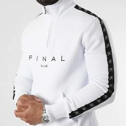 Le moins cher 💯 Sweat Col Zippé A Bandes Avec Broderie 964 Blanc de Final Club 🛒 -Final Club Soldes final club 306017 FINAL 964 20220503T153802 03