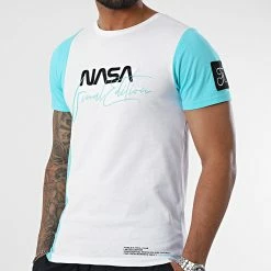 Nouveau 🌟 Tee 👚 Shirt Nasa Final Edition 973 Blanc Bleu Pastel de Final Club 😉