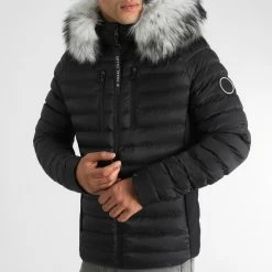 Tout neuf ❤️ Doudoune Capuche Premium Tech Noir Fourrure Grise de Final Club 👏 -Final Club Soldes final club 316026 FINAL 1150510 0021 20221102T140856 03