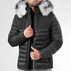 Offres 🔥 Doudoune Night Shark Avec Fourrure Grise 0022 Noir de Final Club ⌛