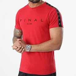 Vente flash 🎉 Tee 👕 Shirt A Bandes Logo Premium Fit 959 Rouge de Final Club 👏