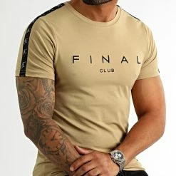 Vente flash ✔️ Tee 👕 Shirt A Bandes Logo Premium Fit 1006 Beige de Final Club 🔥