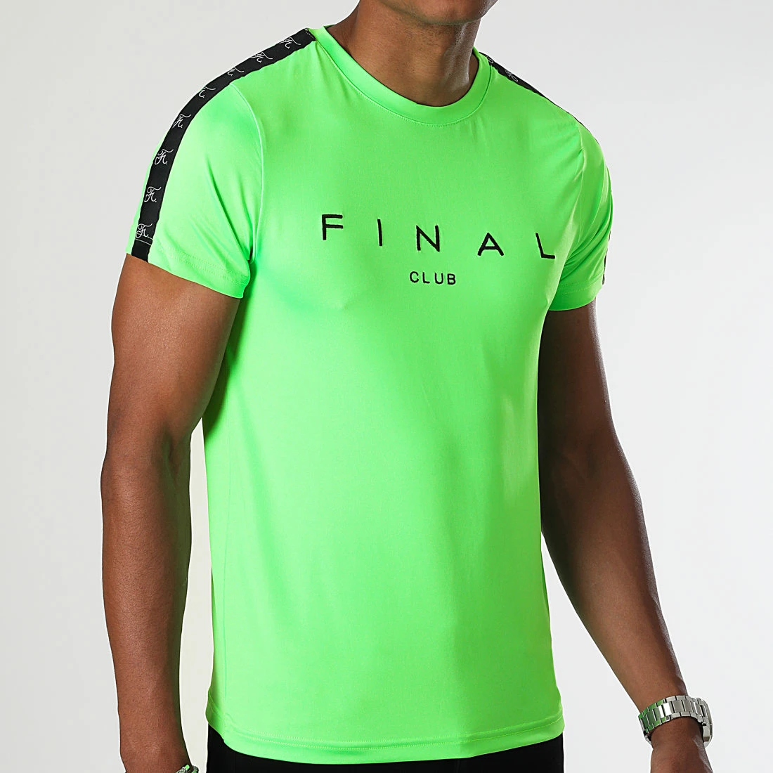 Promo ✔️ Tee 👚 Shirt A Bandes Logo Premium Fit 1010 Vert Fluo de Final Club 👏 4 Promo ✔️ Tee 👚 Shirt A Bandes Logo Premium Fit 1010 Vert Fluo de Final Club 👏 – Image 2