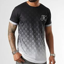 Promo ⌛ Tee 👕 Shirt Oversize Dégradé Avec Broderie 980 Damier Noir de Final Club 🧨