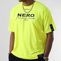 Nouveau 😀 Tee 👕 Shirt Oversize Large NERO 1st Drop Limited Fast Yellow de NERO x Final Club 😀