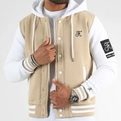 De gros ✨ Veste Teddy A Capuche 1055 Beige Blanc de Final Club 🔔